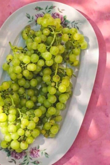 Grapes, fruit high in sugar.