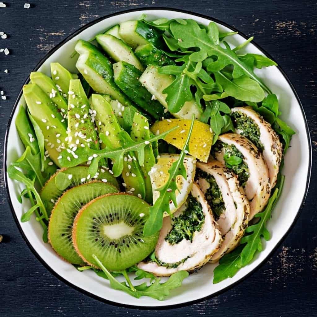 leafy green salad made with superfoods for women.