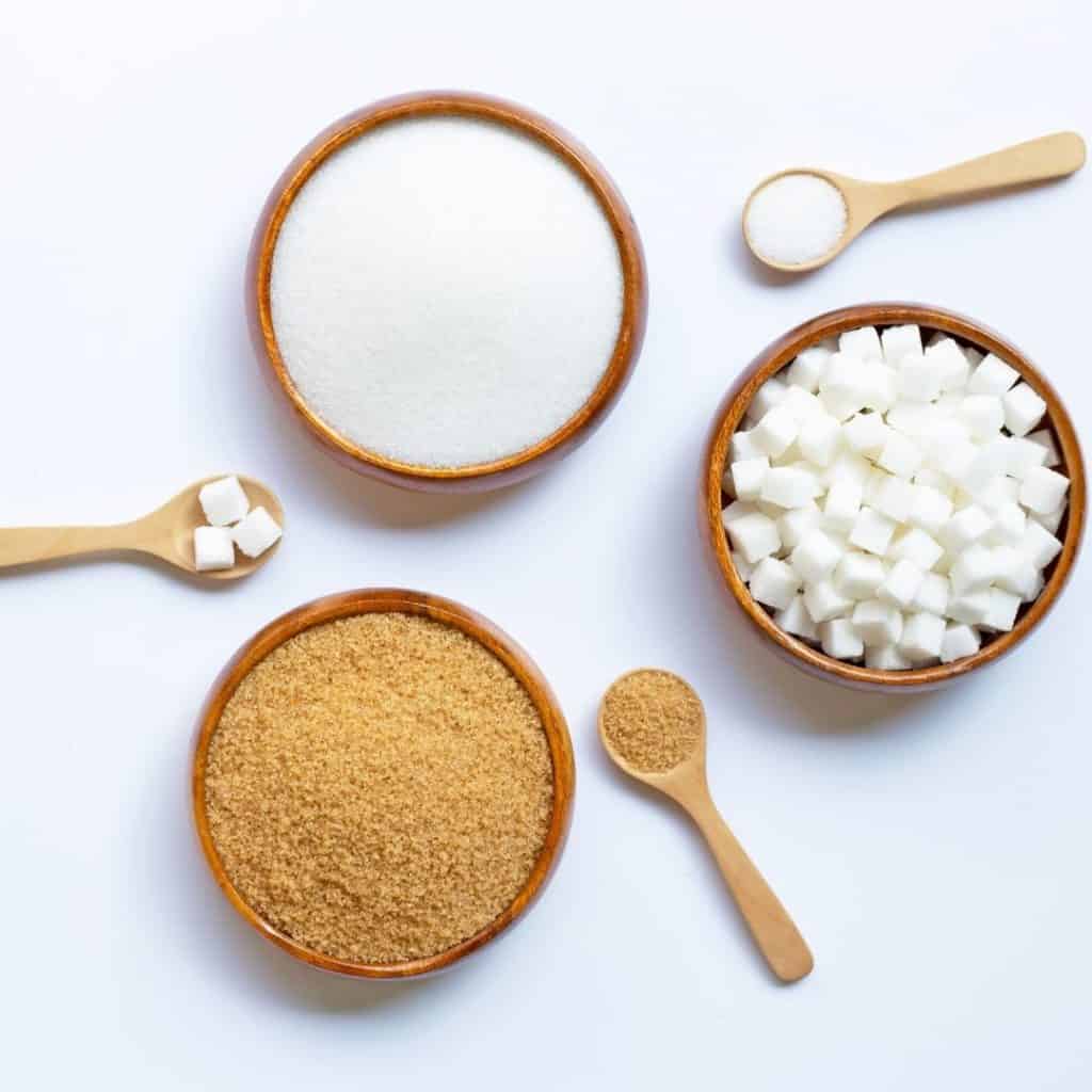 White refined sugar and brown sugar, tips for handling sugar cravings. 