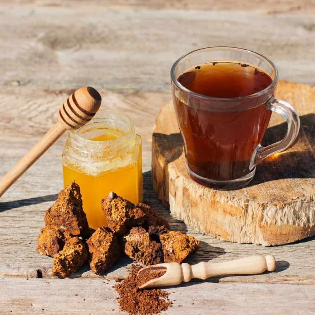 Chaga mushroom tea is full of adaptogens and antioxidants. 