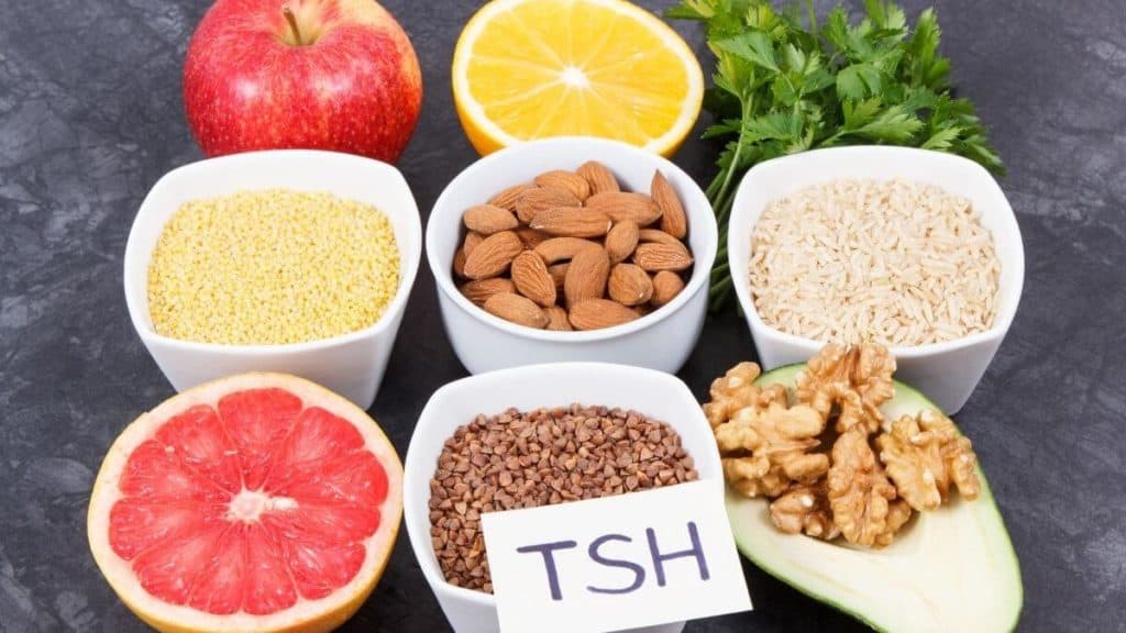 Foods with nutrients for healthy thyroid function. 