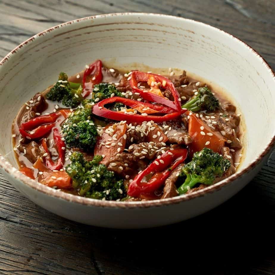 Sesame garlic beef recipe.