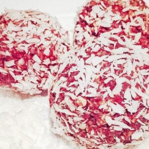 keto strawberry coconut energy balls