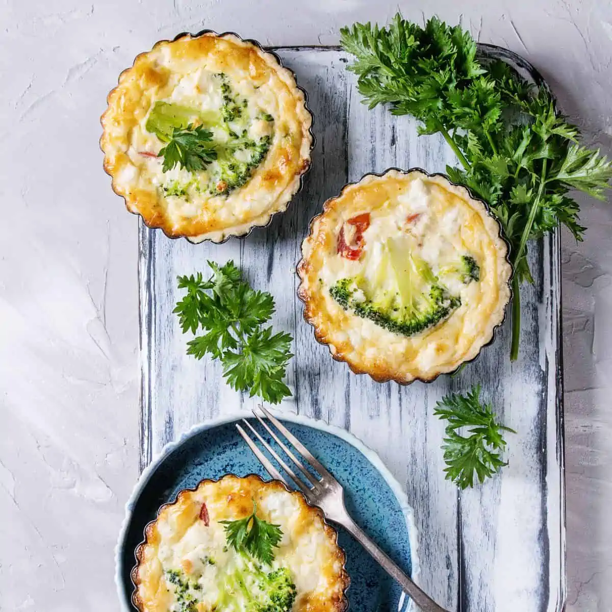 Mini Gluten free crustless broccoli quiche bites, gluten free recipe for a healthy gut.