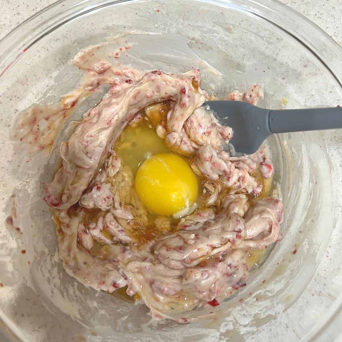 Mix in remaining wet ingredients.