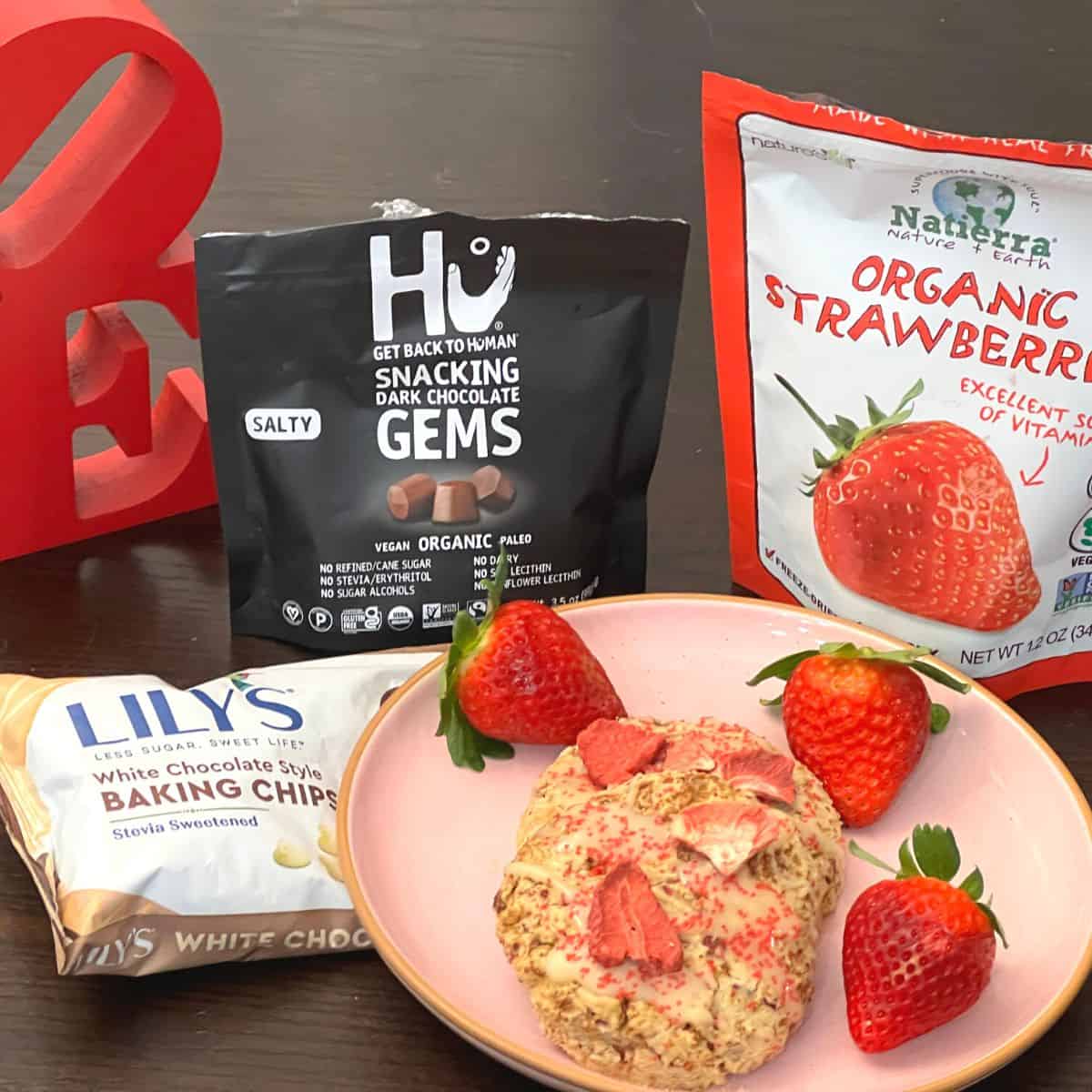 Strawberry sugar cookie recipe for Valentine's Day, chocolate filled cookies.