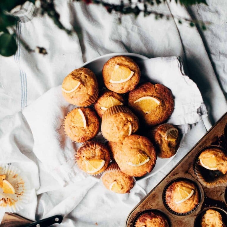 healthy gluten free orange almond muffins