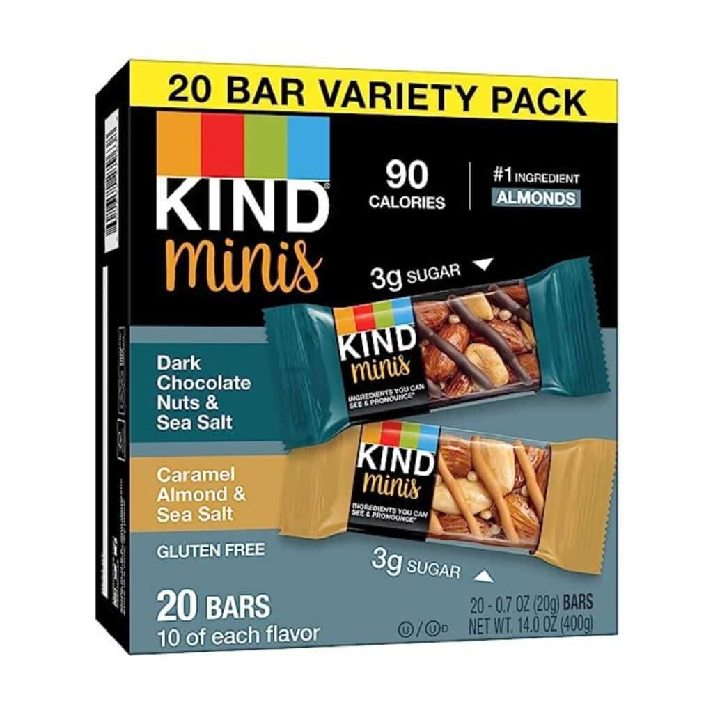 Kind mini bars with dark chocolate and nuts.