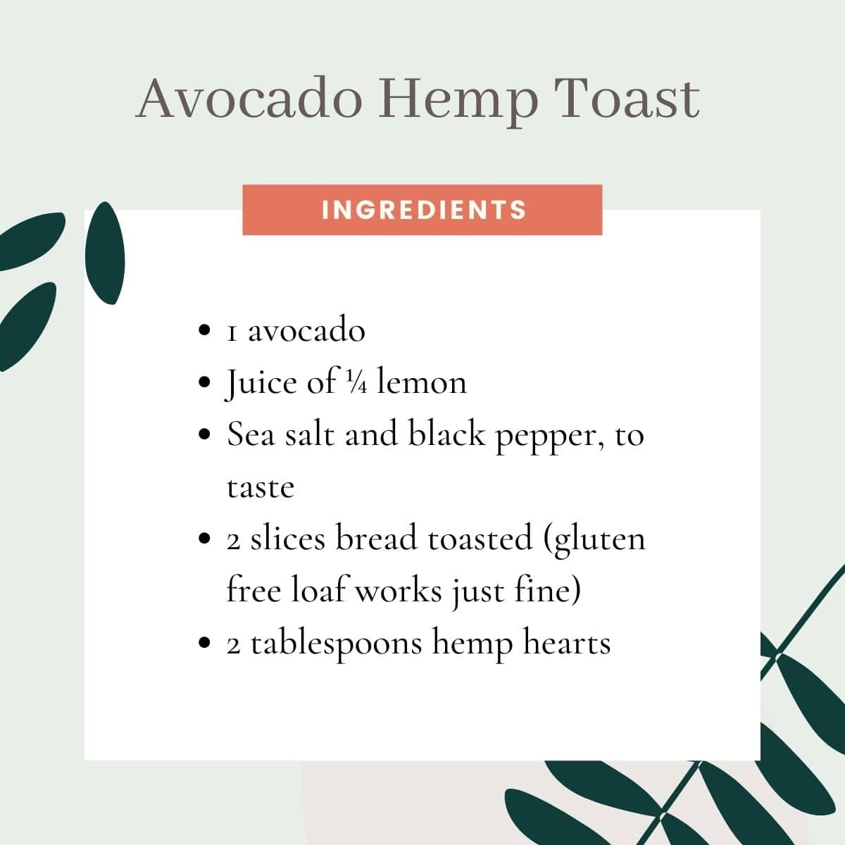 Avocado hemp toast recipe