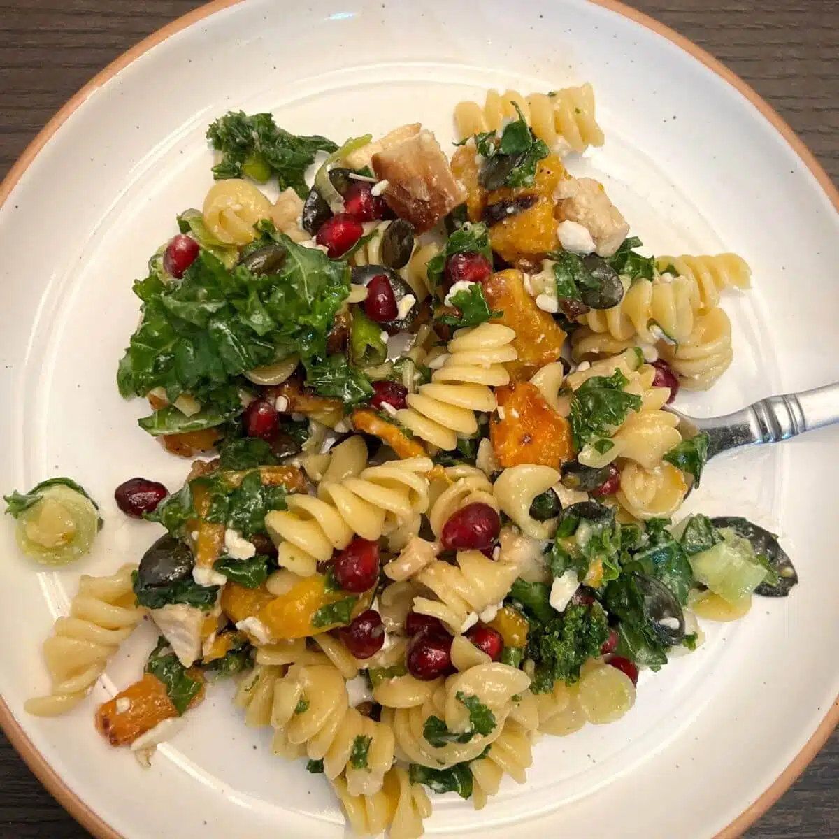 Fall pasta salad is the perfect potluck gathering recipe.