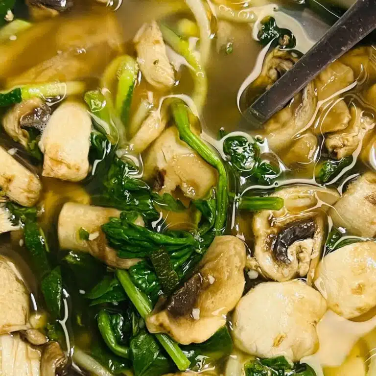 Easy to make chicken mushroom zoodles soup recipe