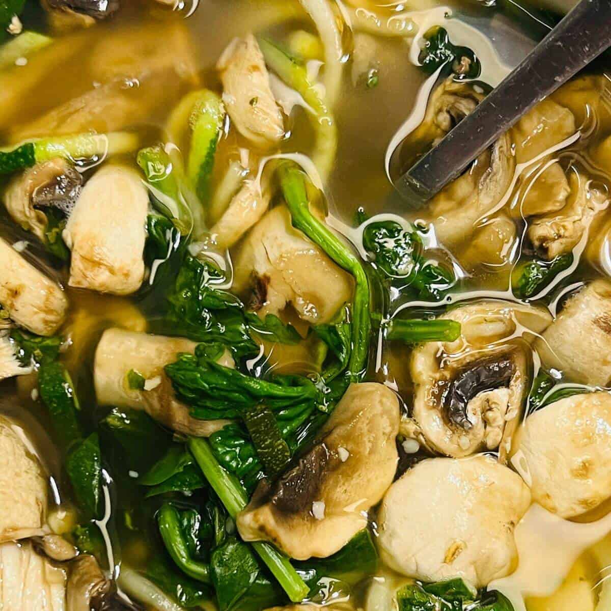 Easy to make chicken mushroom zoodles soup recipe
