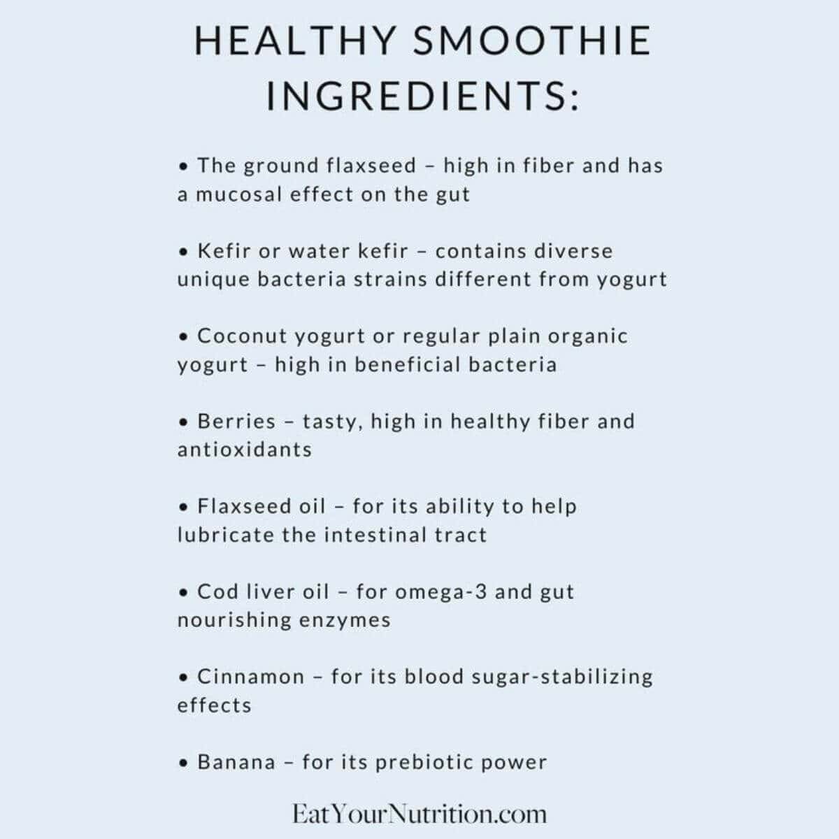 Gut Healthy Smoothie Ingredients