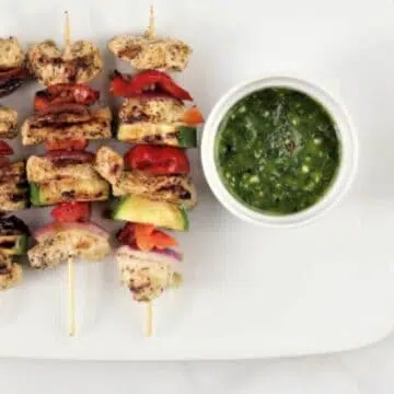 Yummy Easy Grilled Chicken Kabob Skewers With Basil Sauce 2