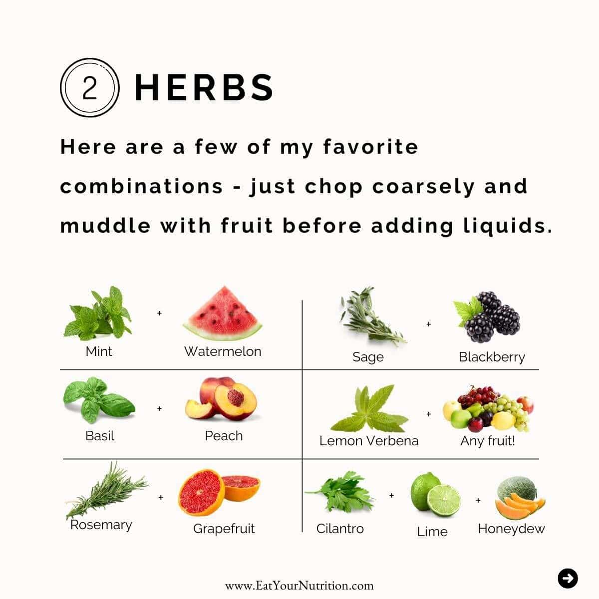 herbs in water infused water