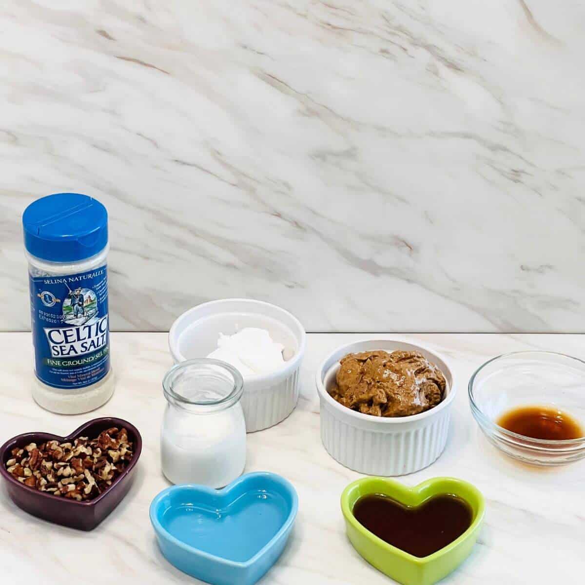 ingredients for butter pecan fudge recipe with butter extract