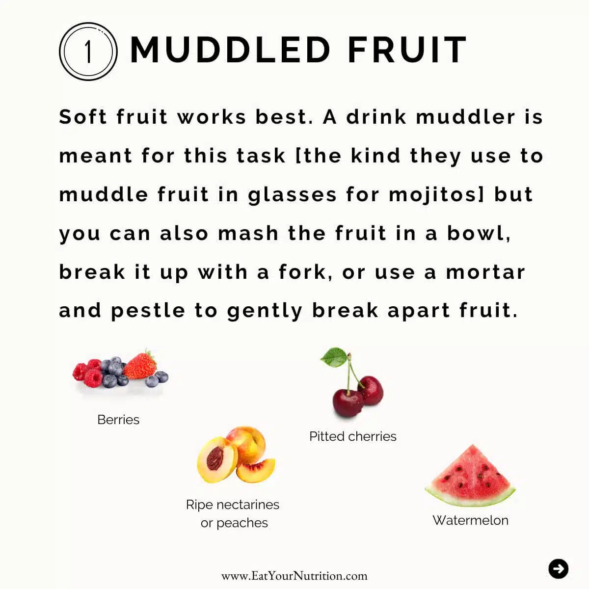 Muddled fruit, for fruit water