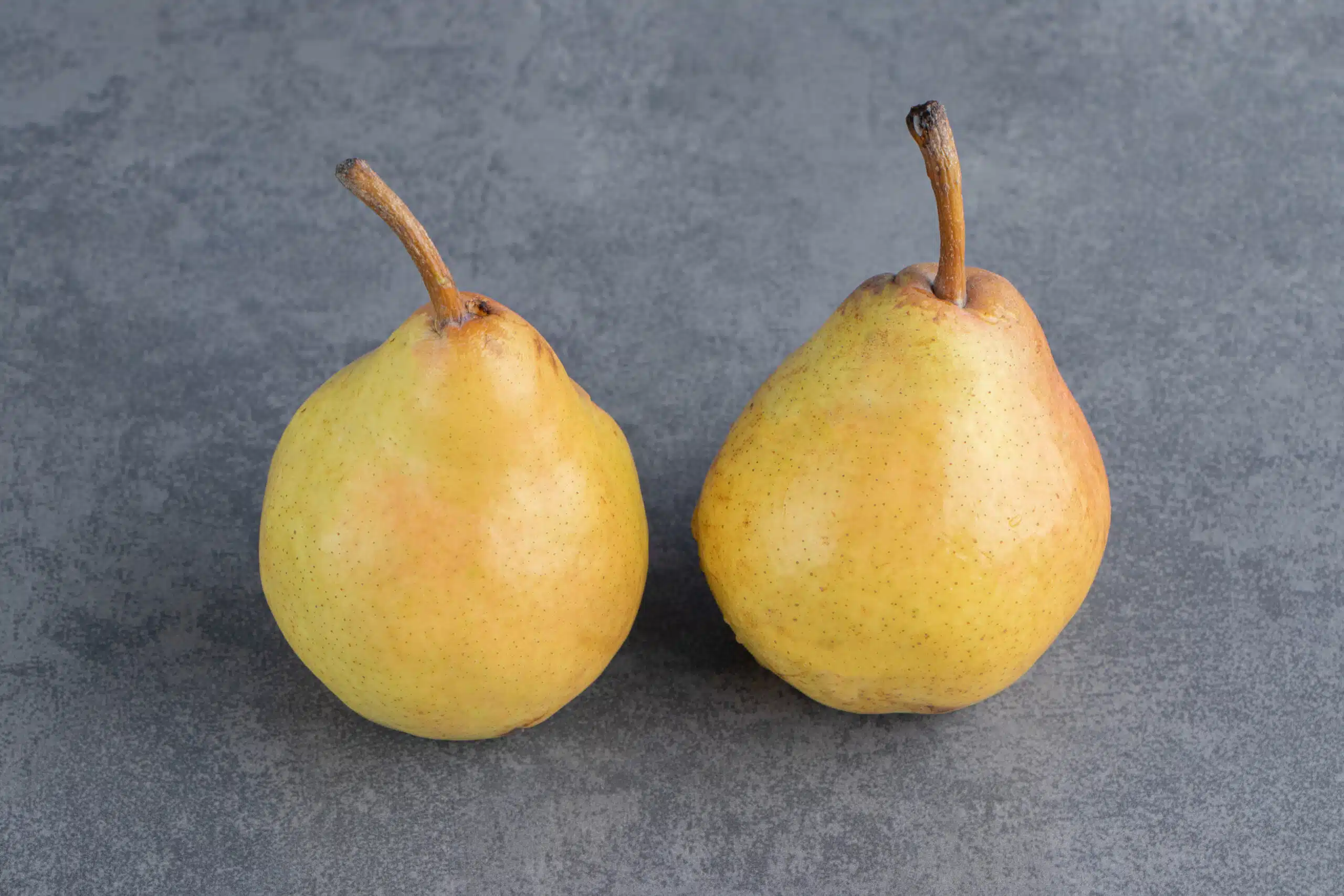 Fresh pears on a table.