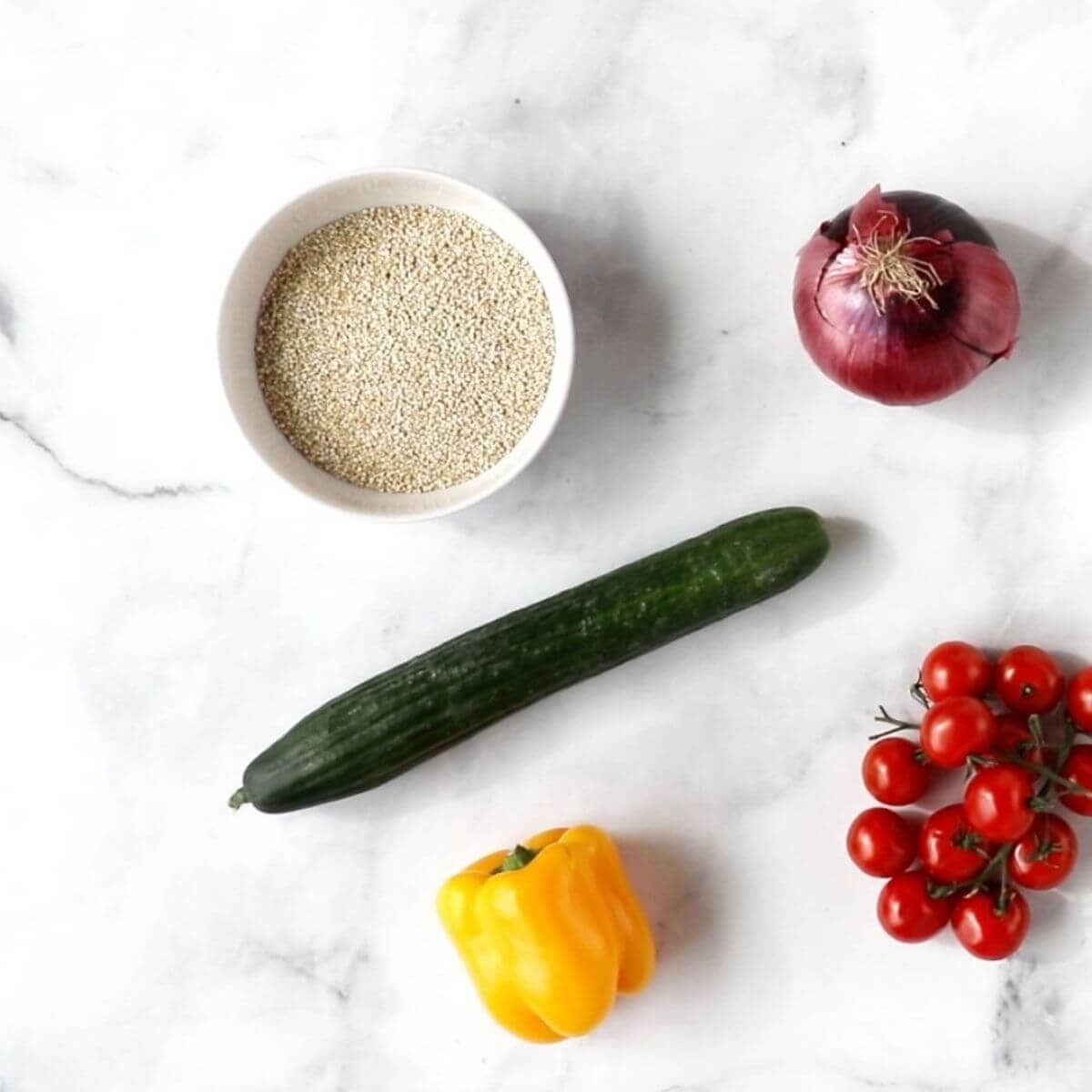 Ingredients for quinoa salad
