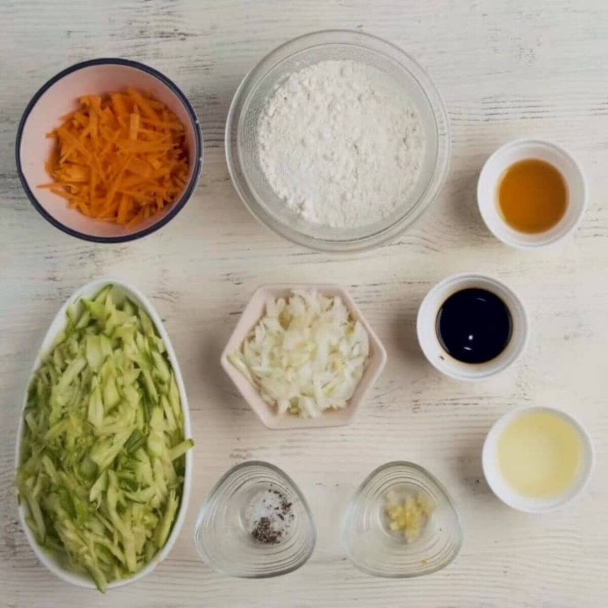 Ingredients for vegetable latke fritters