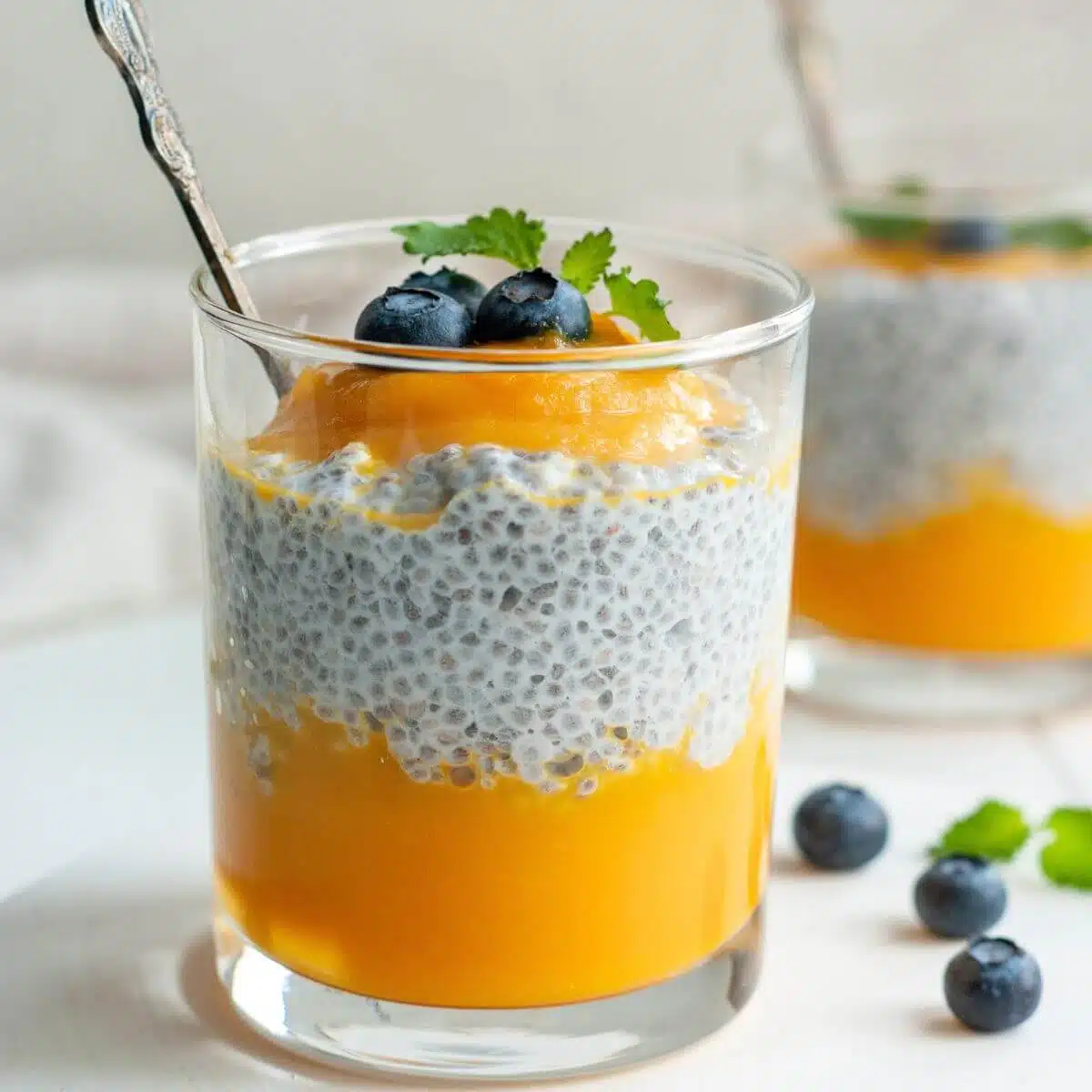 Peach puree chia seed pudding