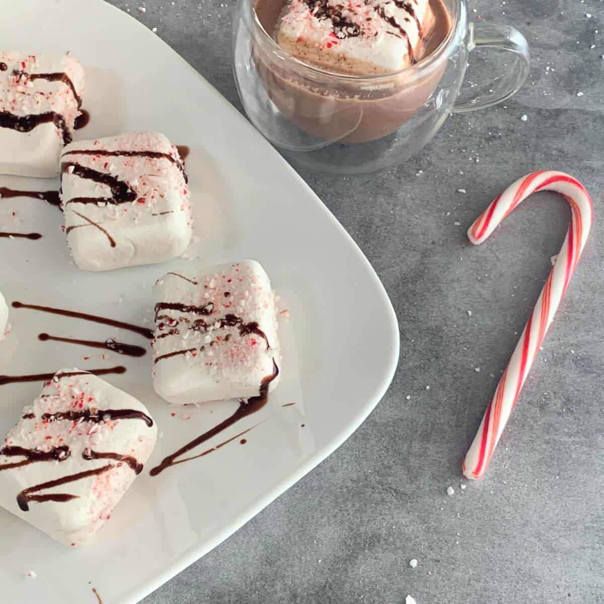 Plate of homemade peppermint marshmallows