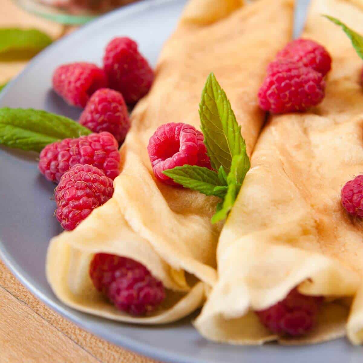high protein raspberry crepes