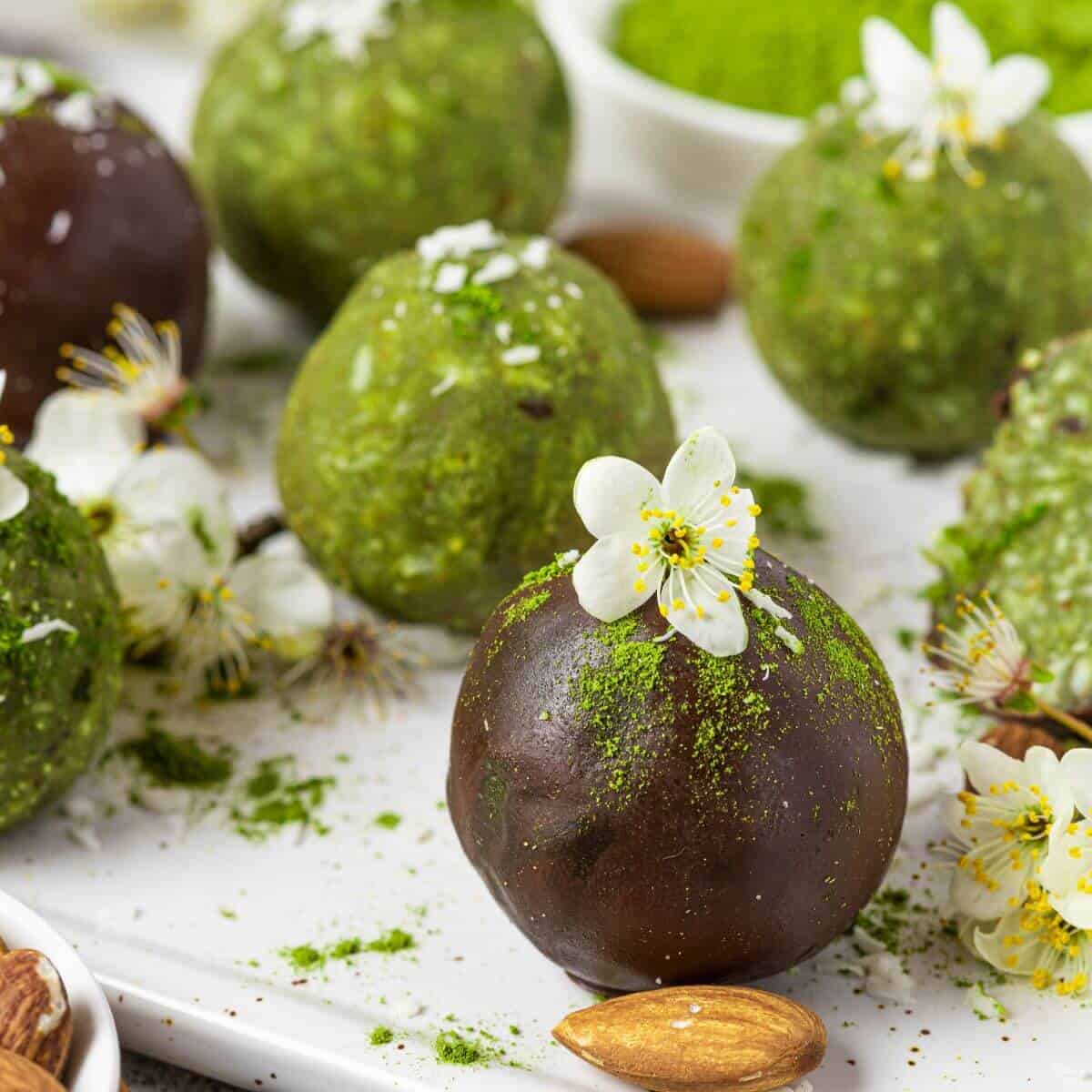 vegan coconut matcha bliss energy balls