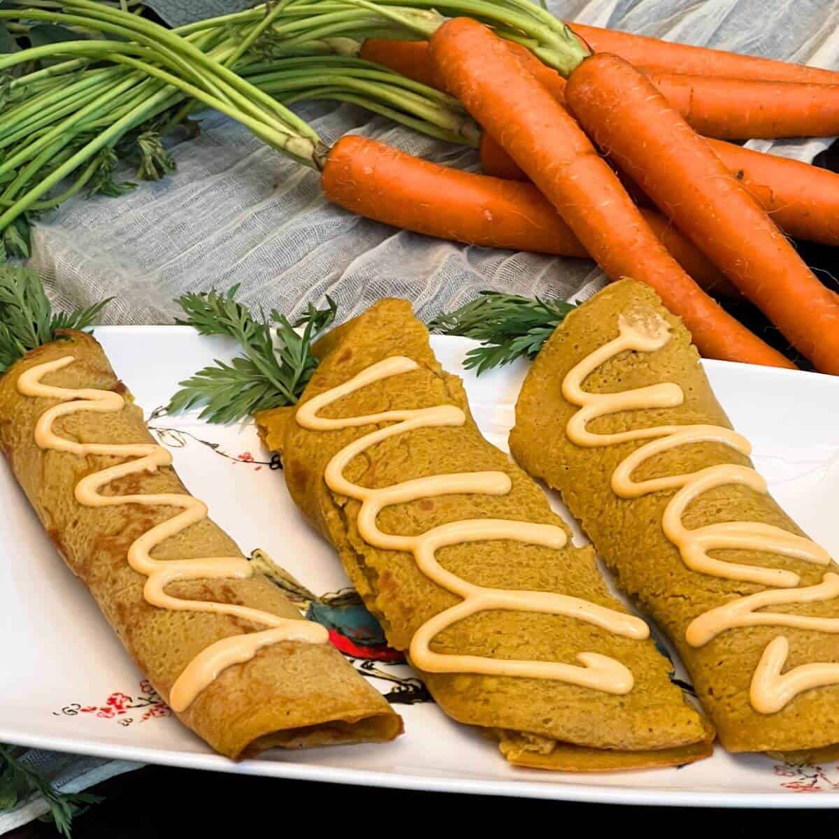 Delicious High Protein Carrot Cake Crepes with cream cheese filling