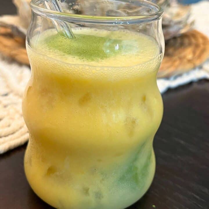 Easy to Make Peach Iced Matcha Latte