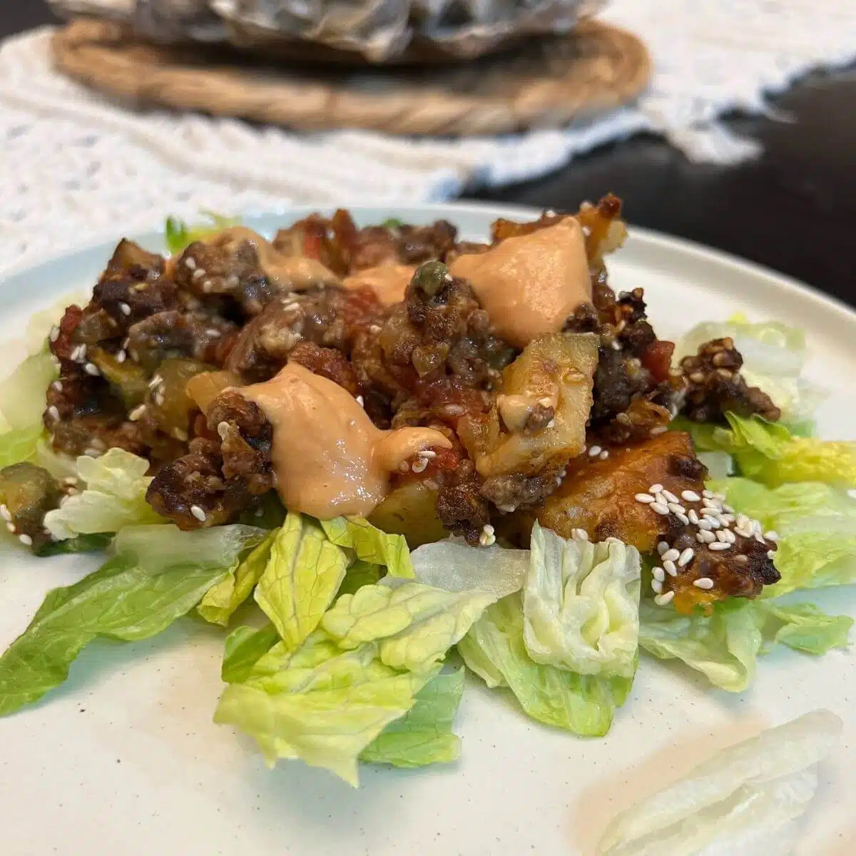 Lean and green Big Mac casserole salad recipe