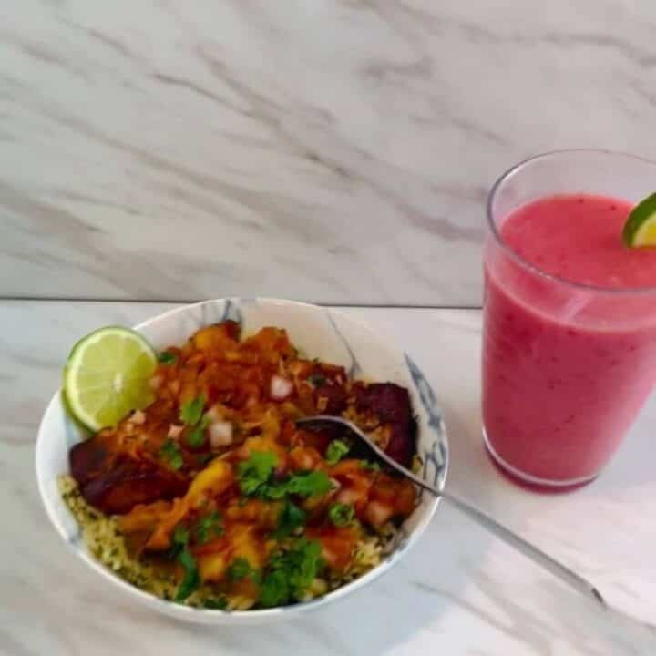 BBQ salmon bowls with mango salsa