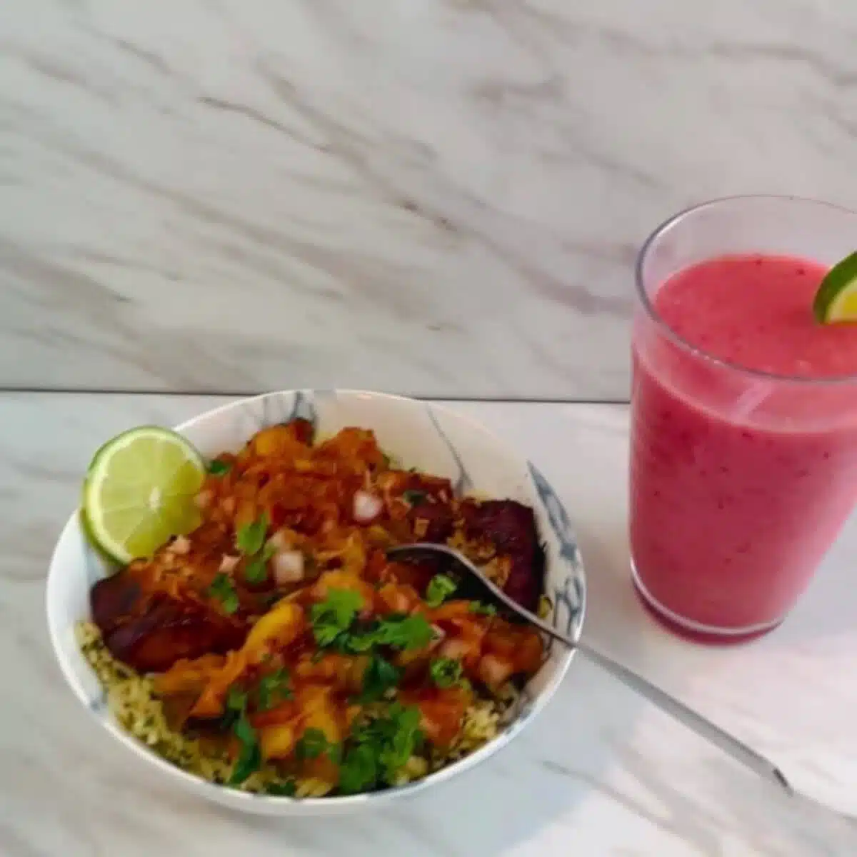 BBQ salmon bowls with mango salsa