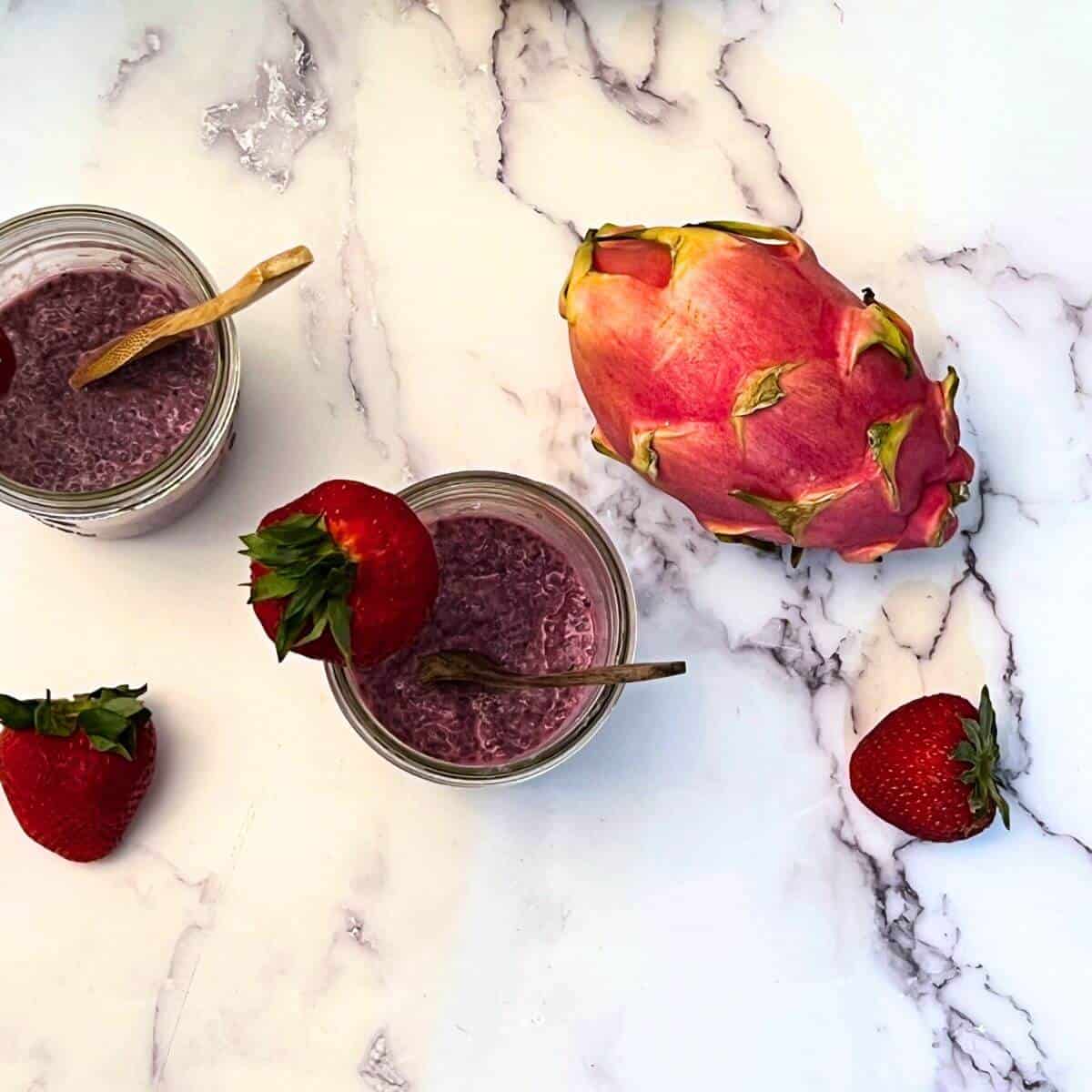 Strawberry Dragon Fruit Basil Seed Pudding Recipe