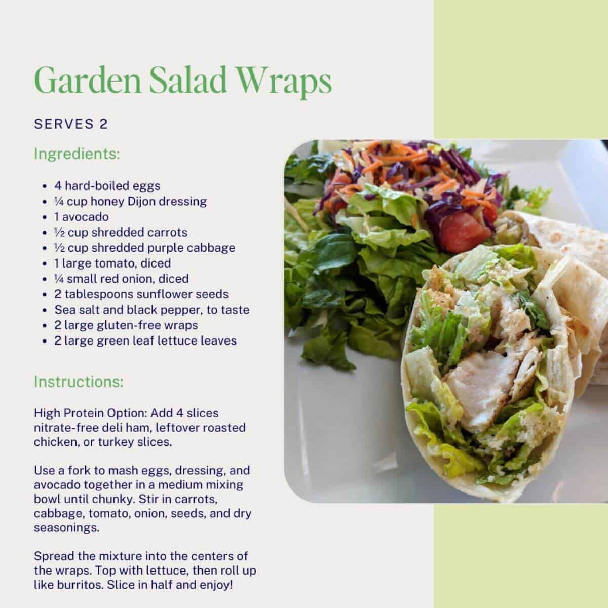 Garden salad wrap recipe card