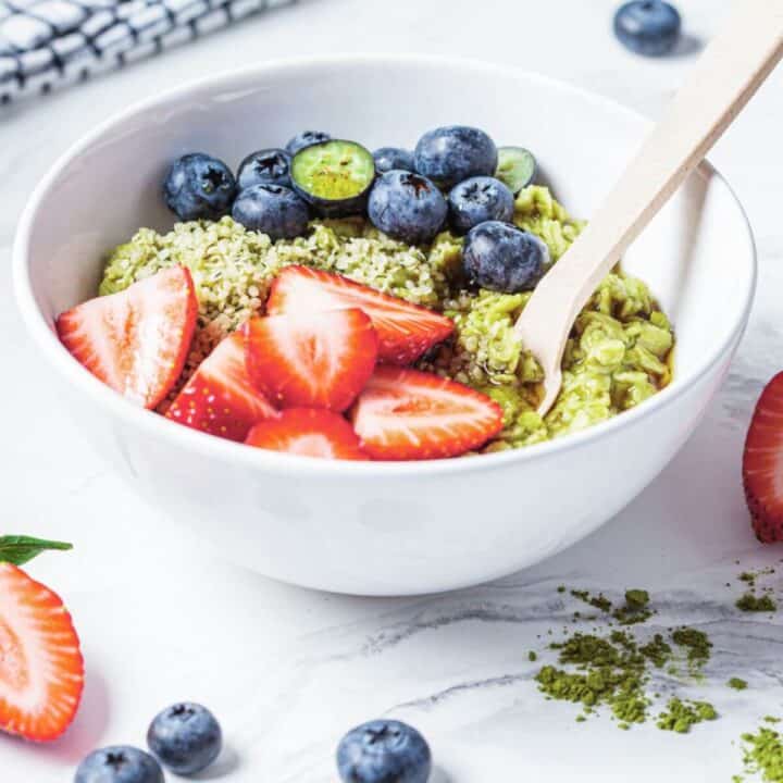 matcha overnight oats with mixed berries