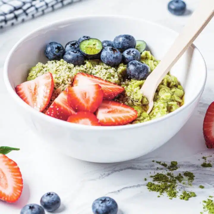 matcha overnight oats with mixed berries