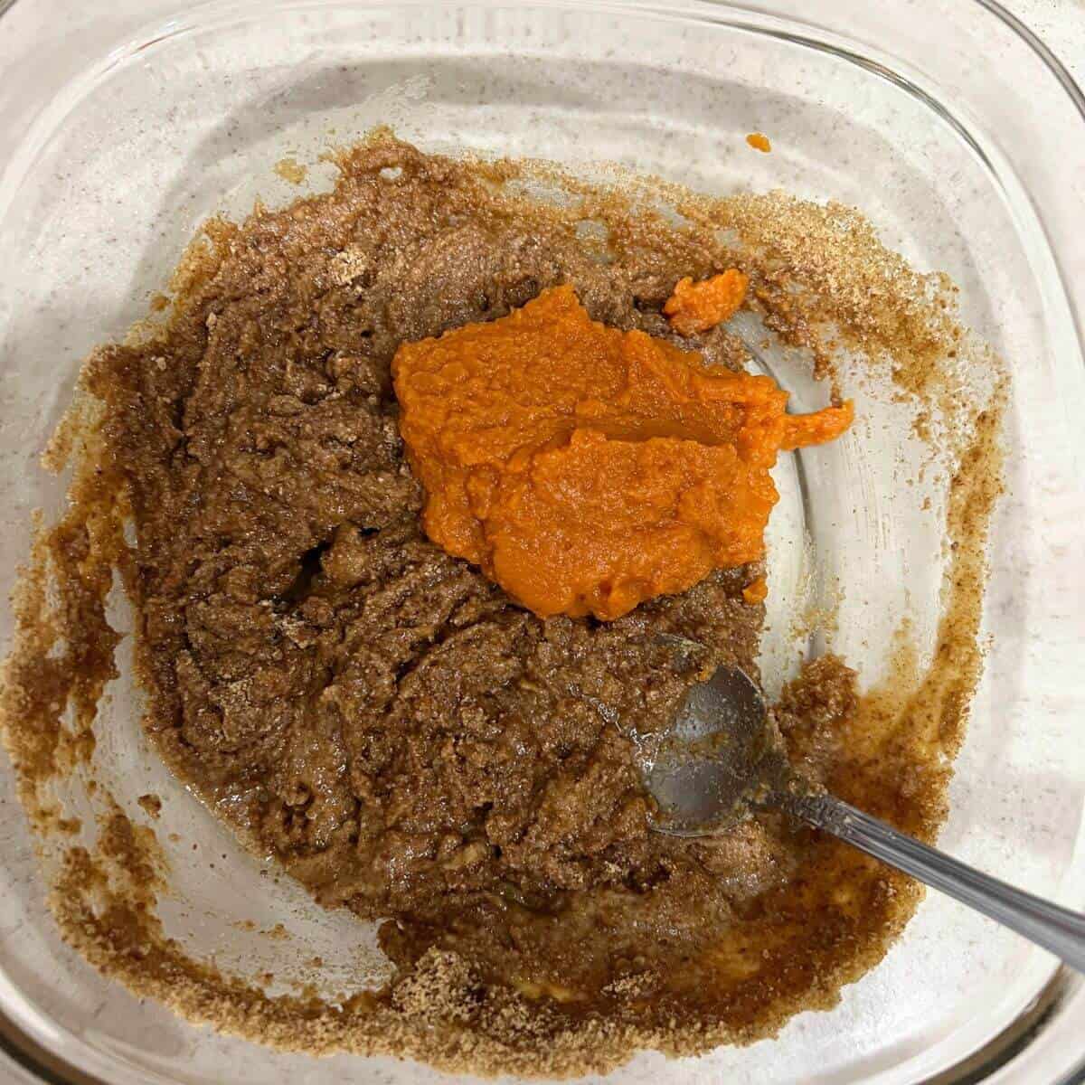 Mix the wet and dry ingredients.