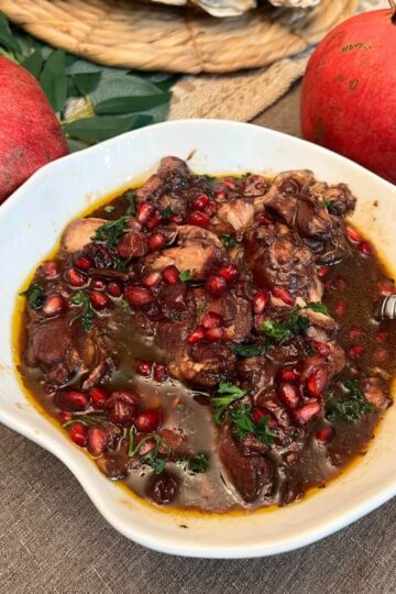 cranberry chicken with pomegranate seeds.