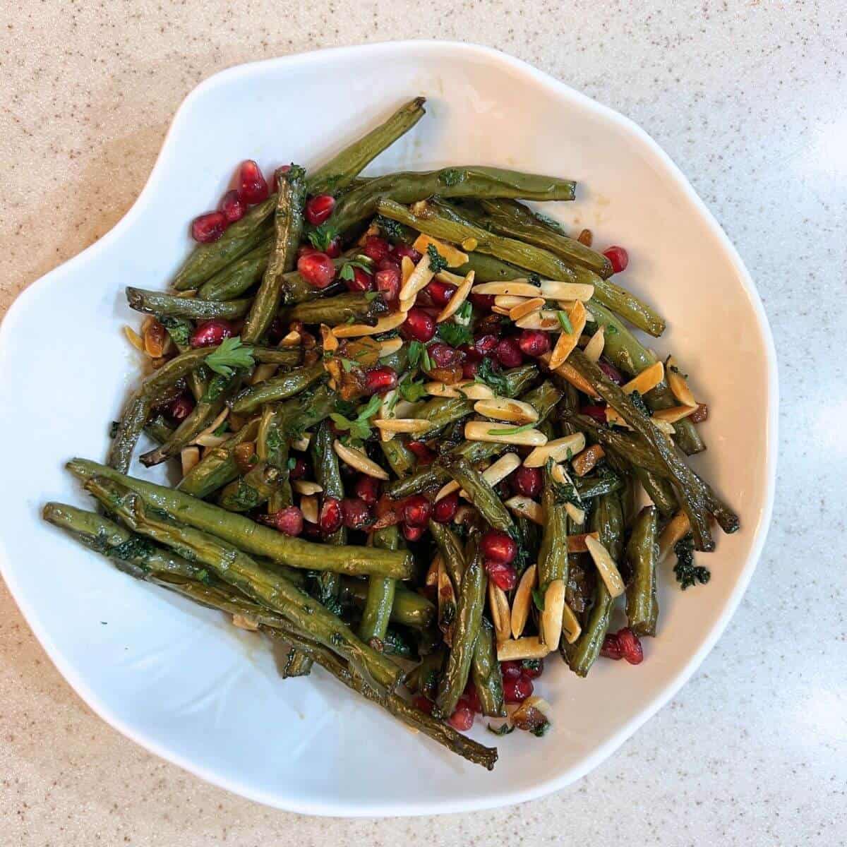 Festive green beans with balsamic glaze.