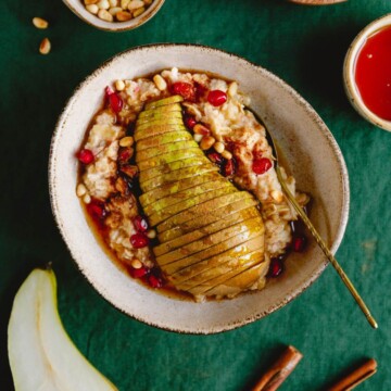 High Protein Cinnamon Pear Overnight Oats