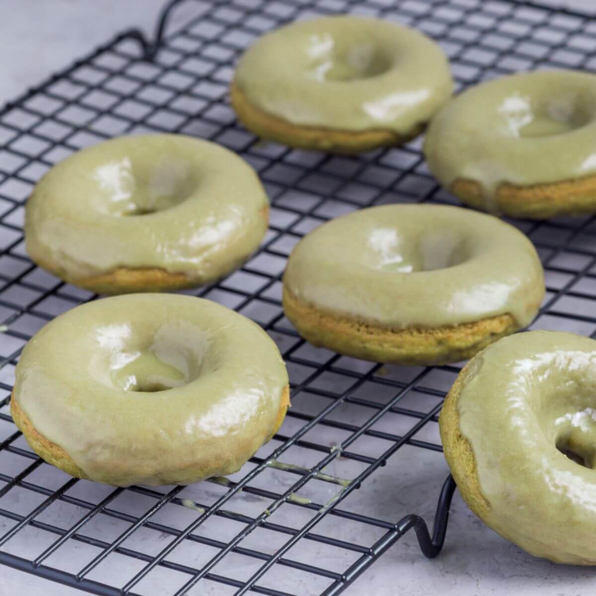 matcha donut glaze on yummy dessert