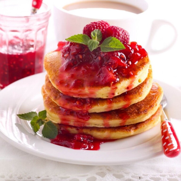 Easy Fluffy Raspberry Pancakes (Gluten-Free + High Protein!)