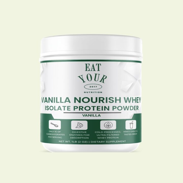 Vanilla nourish whey isolate protein powder
