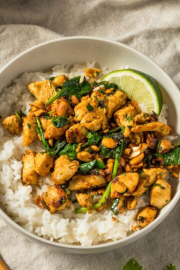 Asian Ginger Peanut Chicken And Rice Recipe