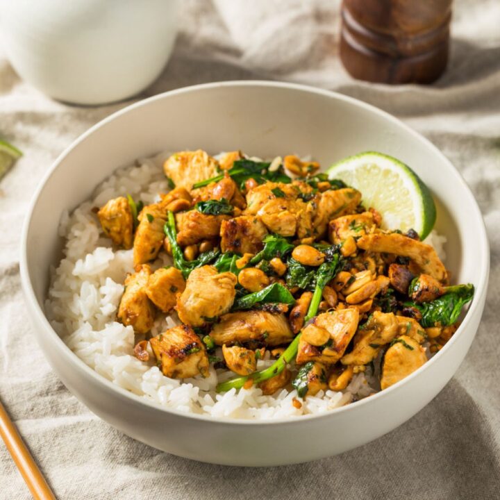 Asian peanut chicken bowl