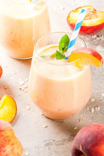 healthy peach smoothie recipe high protein gut friendly