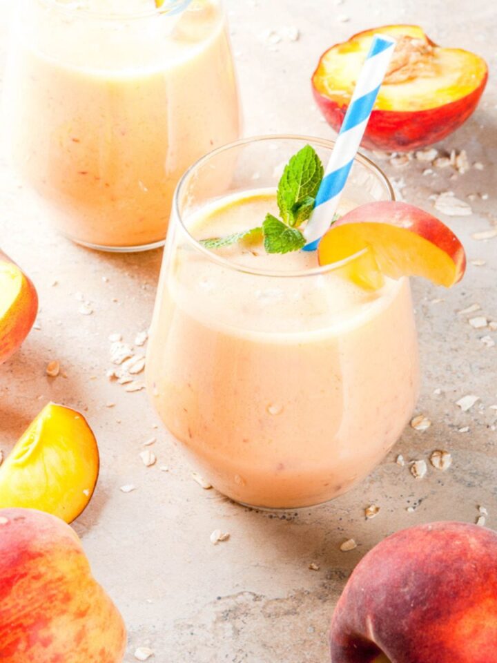healthy peach smoothie recipe high protein gut friendly