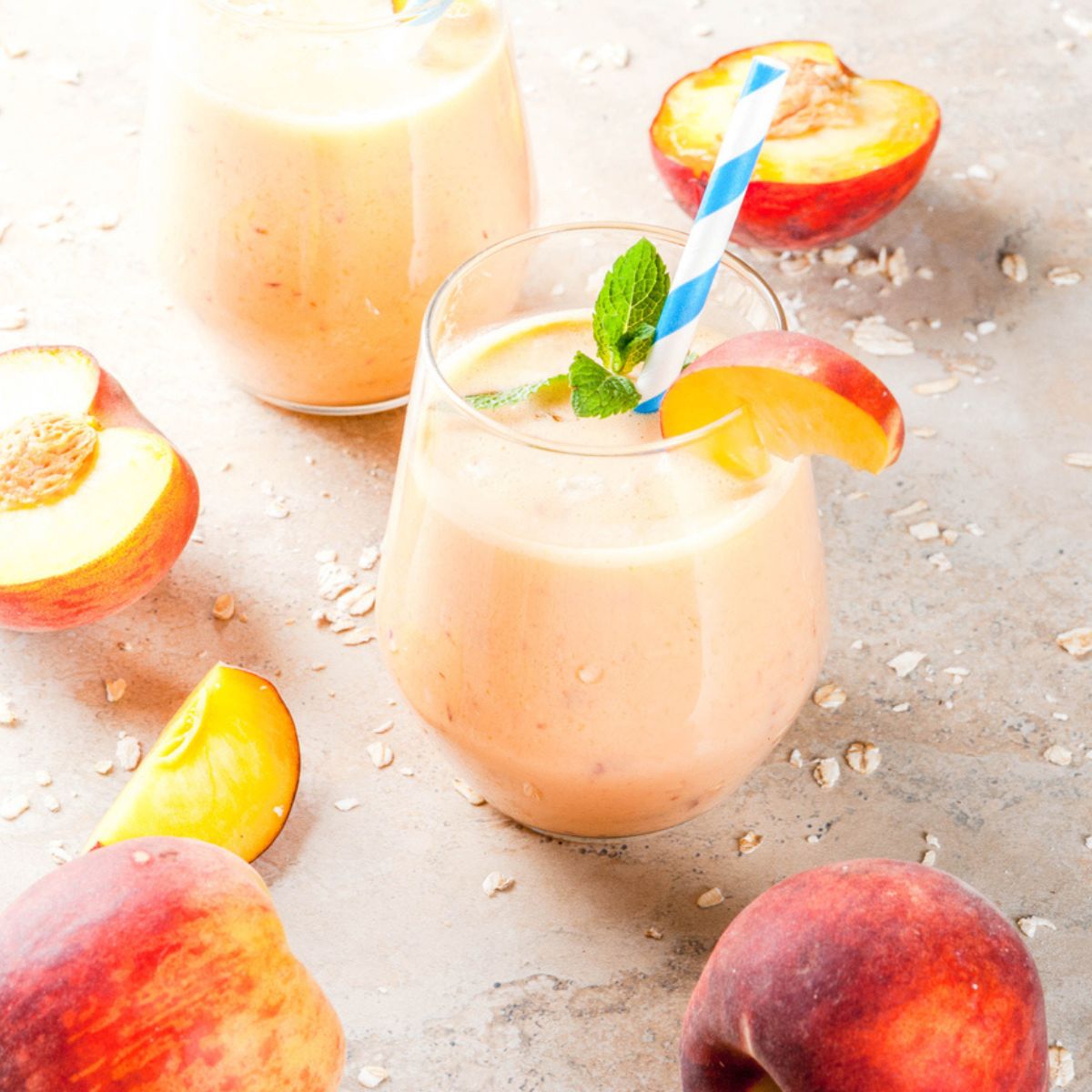 healthy peach smoothie recipe high protein gut friendly