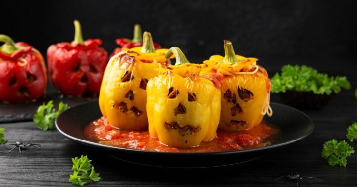 Healthy Halloween Stuffed Peppers (Gluten-Free Jack-O’-Lanterns)